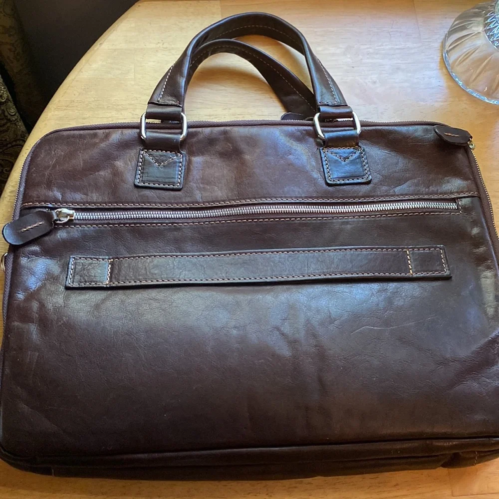 Valentina In Pell Brown Genuine Leather Briefcase Made In Italy